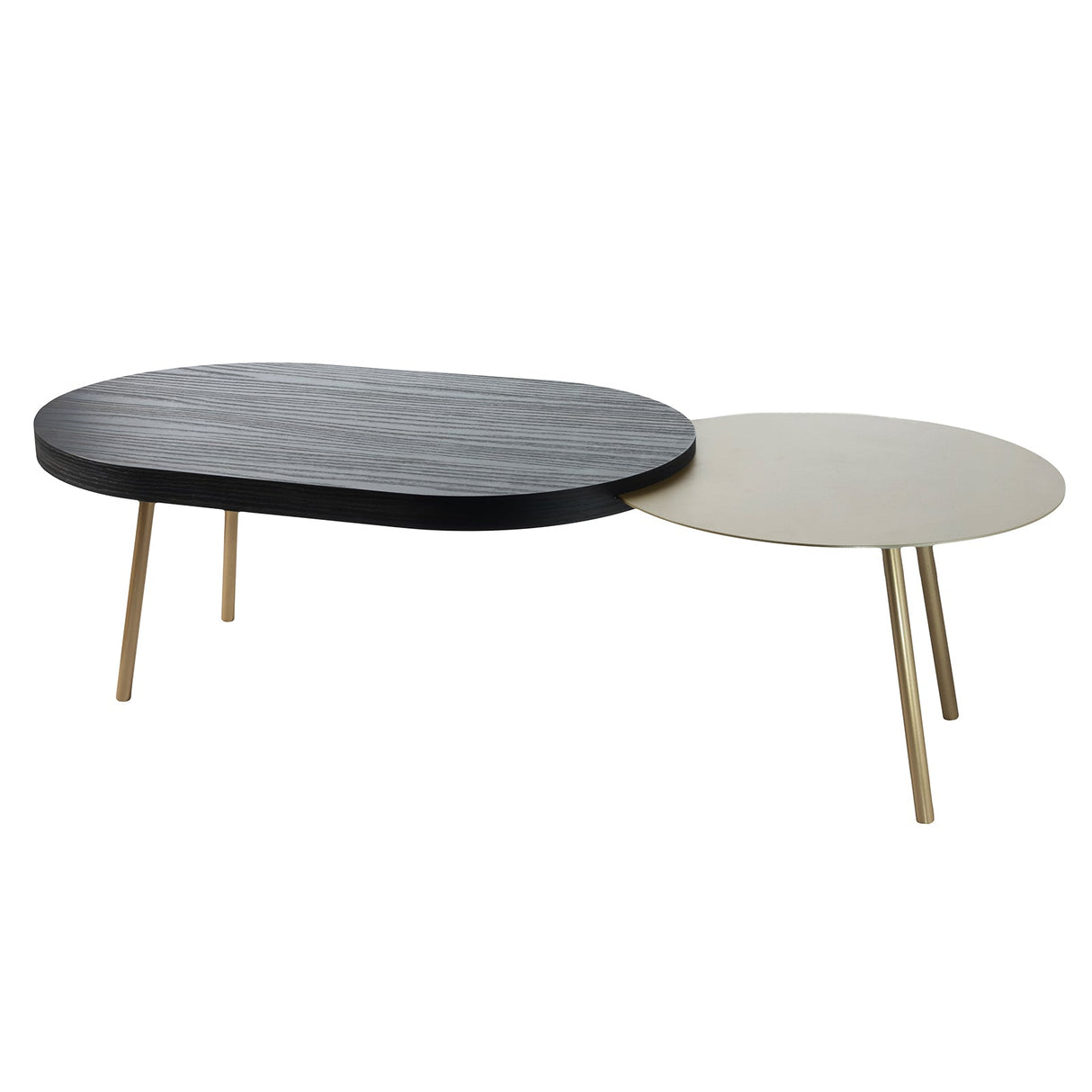 ARTI & MESTIERI Tavolino da Soggiorno Moderno Packtop Grande Base Oro Laccato Sabbia Finitura Wengè