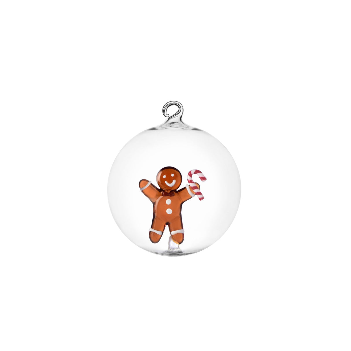 ICHENDORF Schiaccianoci Pallina di Natale Pan di Zenzero con Bastoncino 8cm Vetro Borosilicato
