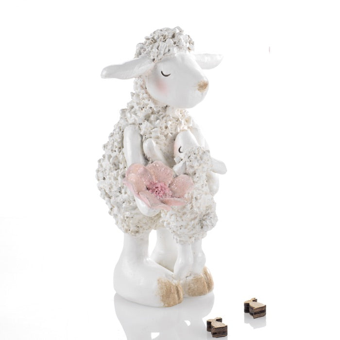 MASCAGNI CASA Pecora Pecorella di Pasqua in Resina 17cm Bianco Decorazione Pasquale