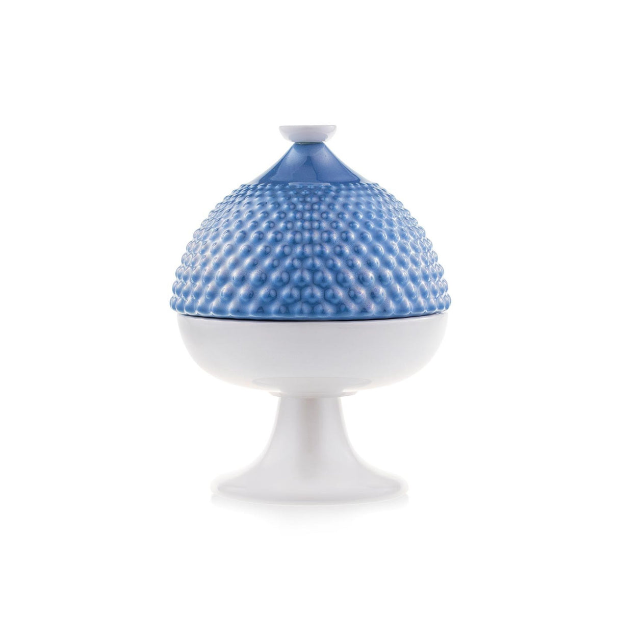 EMÒ ITALIA Scatola Portaoggetti con Coperchio Pumo Pugliese Blu Bianco Ceramica 11 cm
