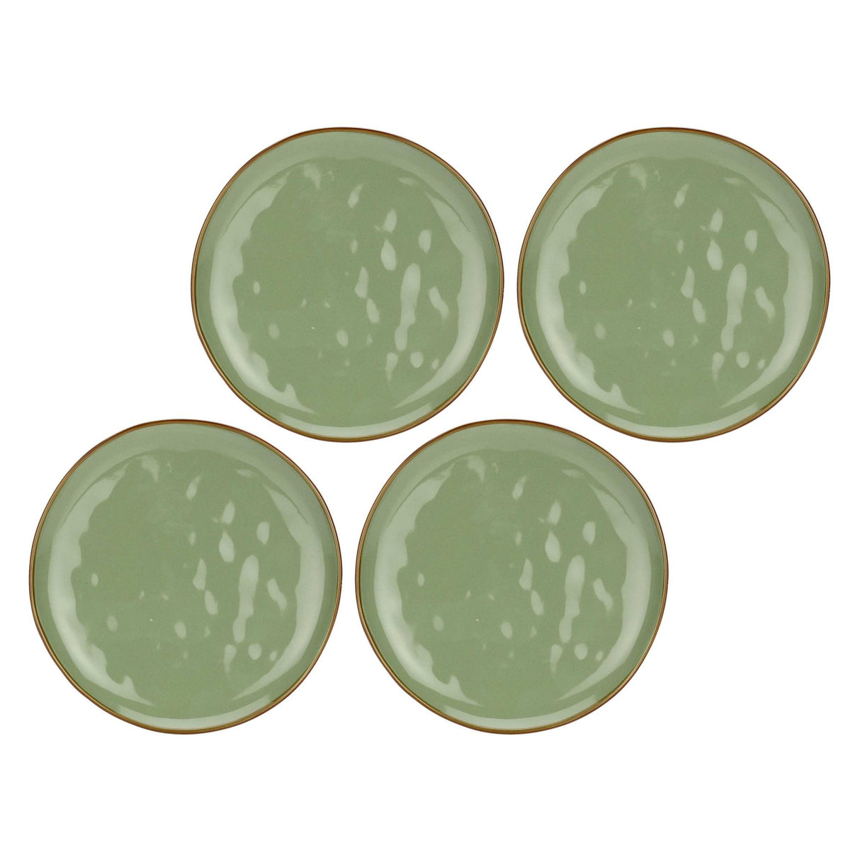 ROSE & TULIPANI Concerto Piatto Frutta Colazione 20cm Verde Oliva Set 4 Pezzi Stoneware