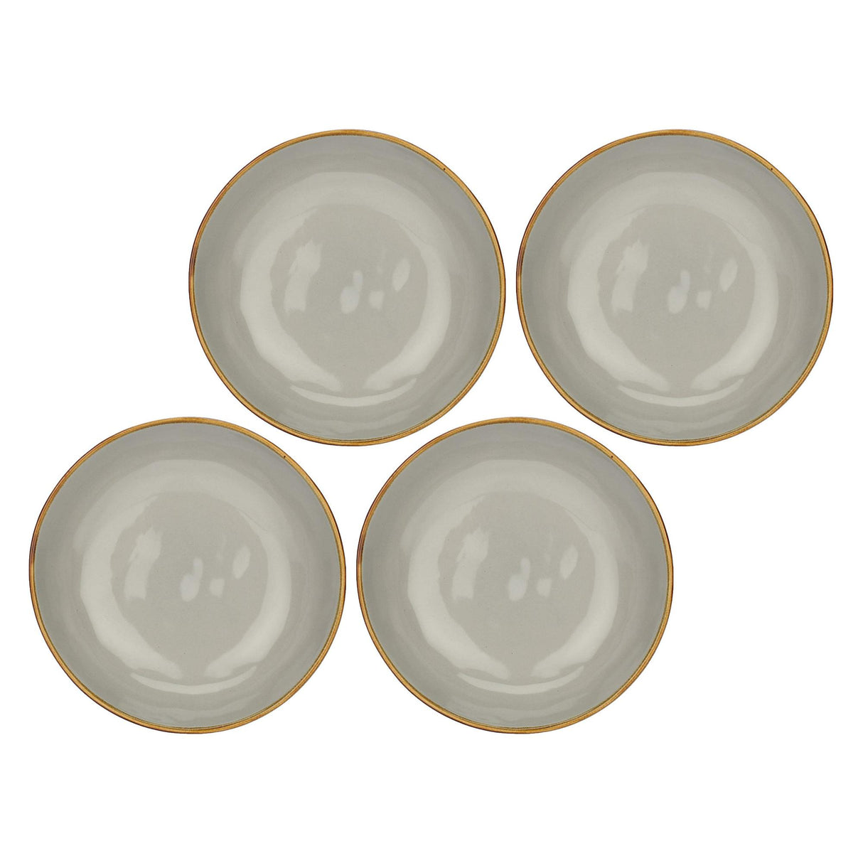 ROSE & TULIPANI Concerto Piatto Fondo Grigio Perla 21cm Set 4 Pezzi Stoneware