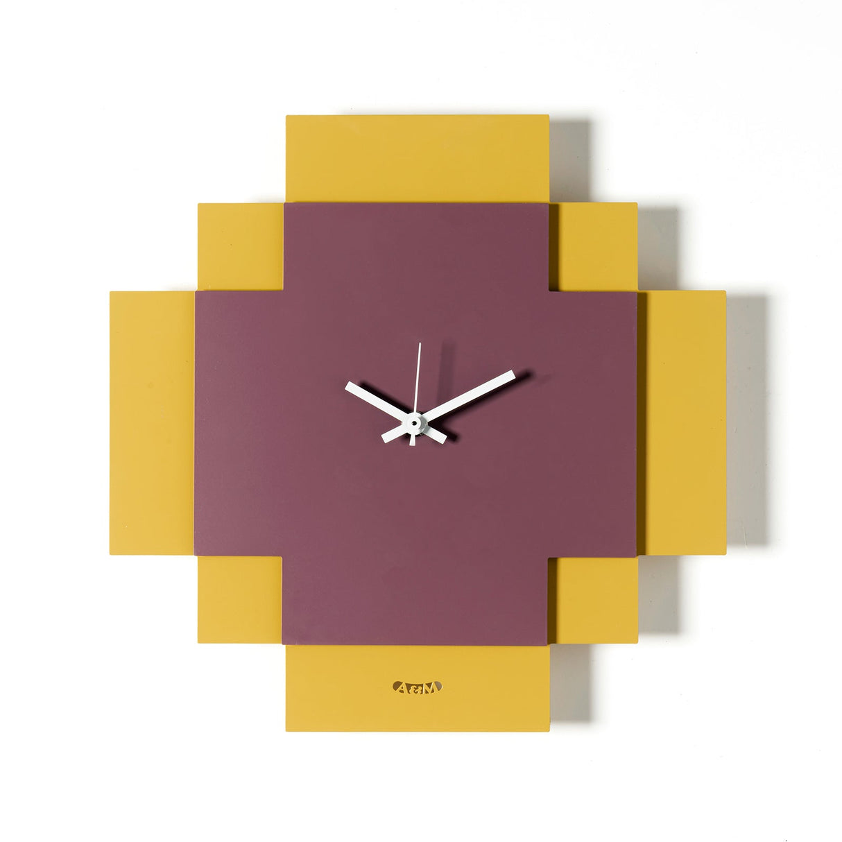ARTI & MESTIERI Orologio di Design Geometrico Tetris Ocra Viola Ametista 28x28cm