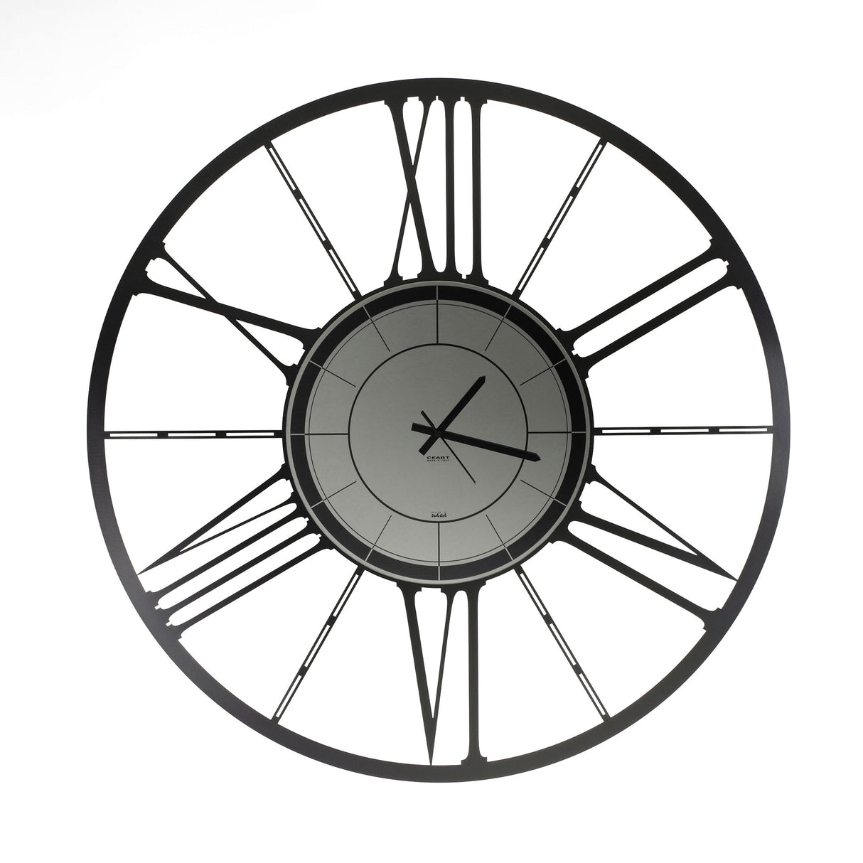 Orologio da parete Big Ruota Ceart in metallo nero con specchio fumè 100 cm