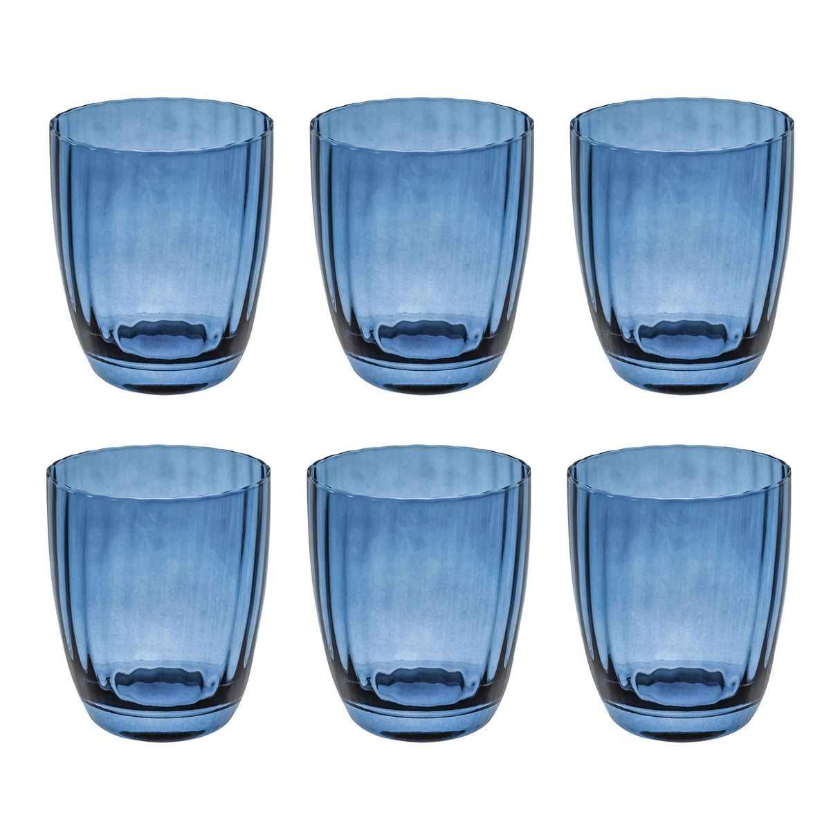 ROSE & TULIPANI Prismia Bicchiere Acqua Set 6 Pezzi 310ml Blu Pasta di Vetro