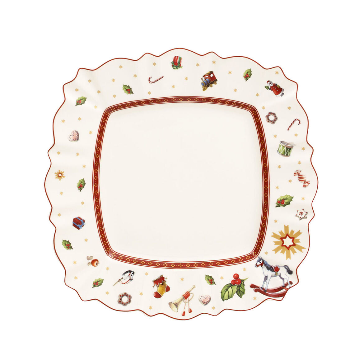VILLEROY & BOCH Toy's Delight White Square Dinner Plate 28cm Christmas Table