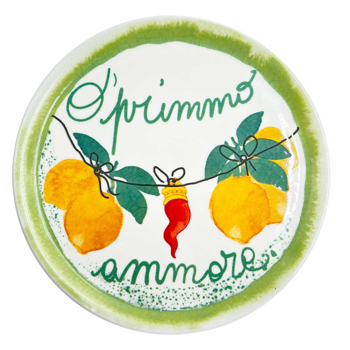 ROSE & TULIPANI Piatto Pizza Aumm O' Primmo Ammore 31cm Verde Porcellana