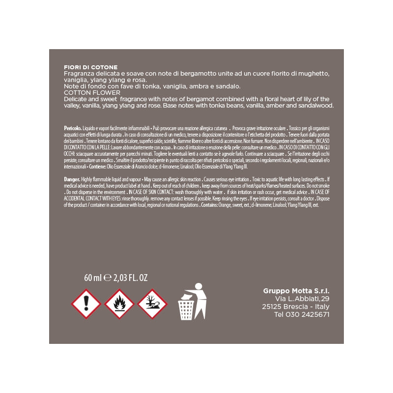 MUHA' Flower 60ml Profumatore D'Ambiente Diffusore Fiori di Cotone