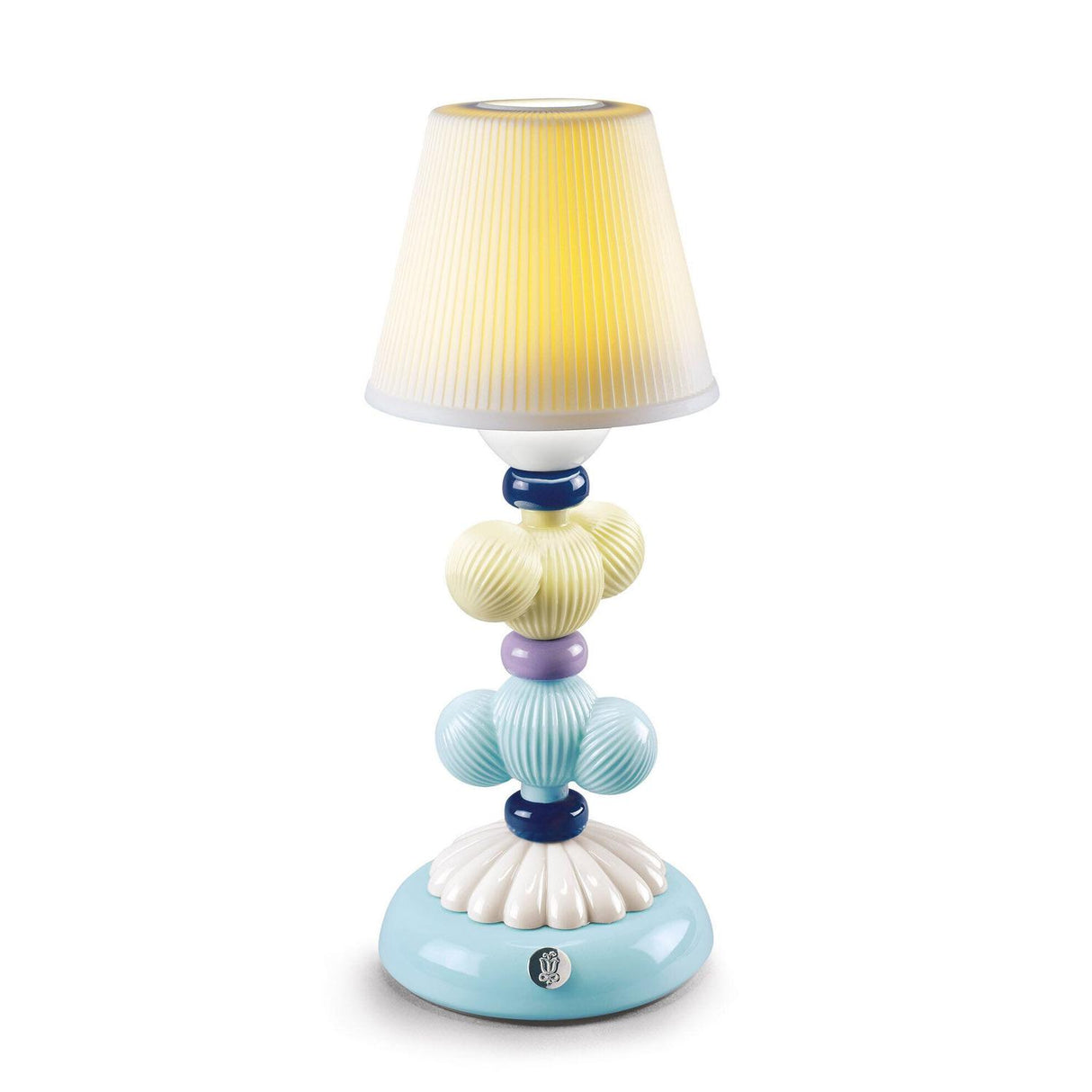 LLADRO' Lampada da Tavolo Firefly Cactus Giallo e Azzurro 30x12cm Porcellana