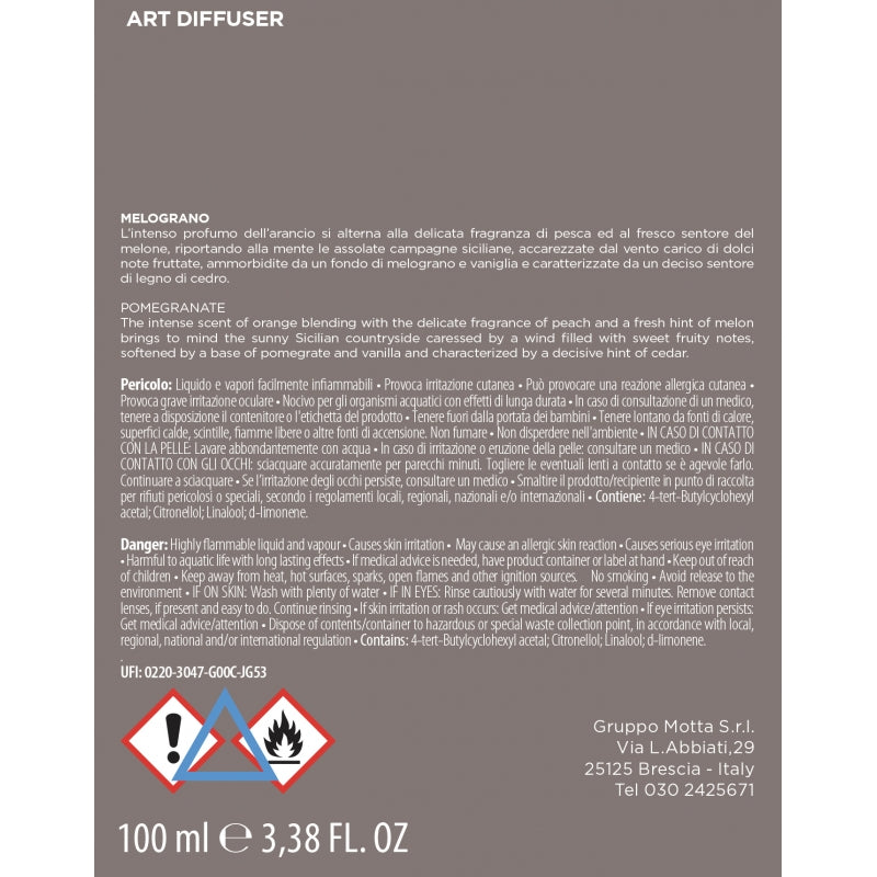 MUHA' Pink Art Diffuser Perfumer with Pomegranate Embroidery 100ml