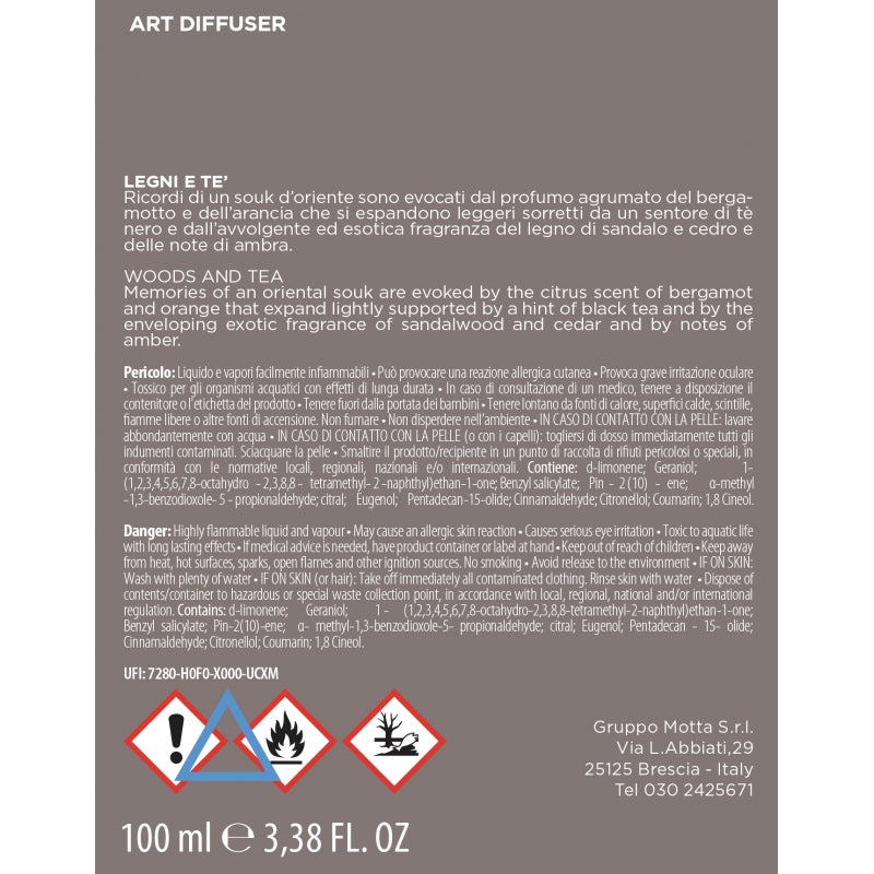 MUHA' Pink Art Diffuser Perfumer with Embroidery 100ml Woods and Tea