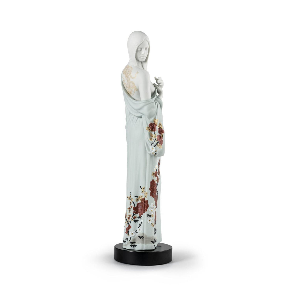 Scultura Ragazza del Dragone Lladrò in porcellana decorata 57x14 cm