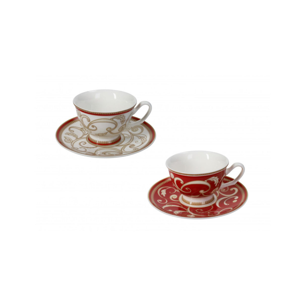 BRANDANI - Filo D'Oro Servizio Caffè Set 2 Pezzi Rosso Natale Porcellana Tavola Natalizia 52707