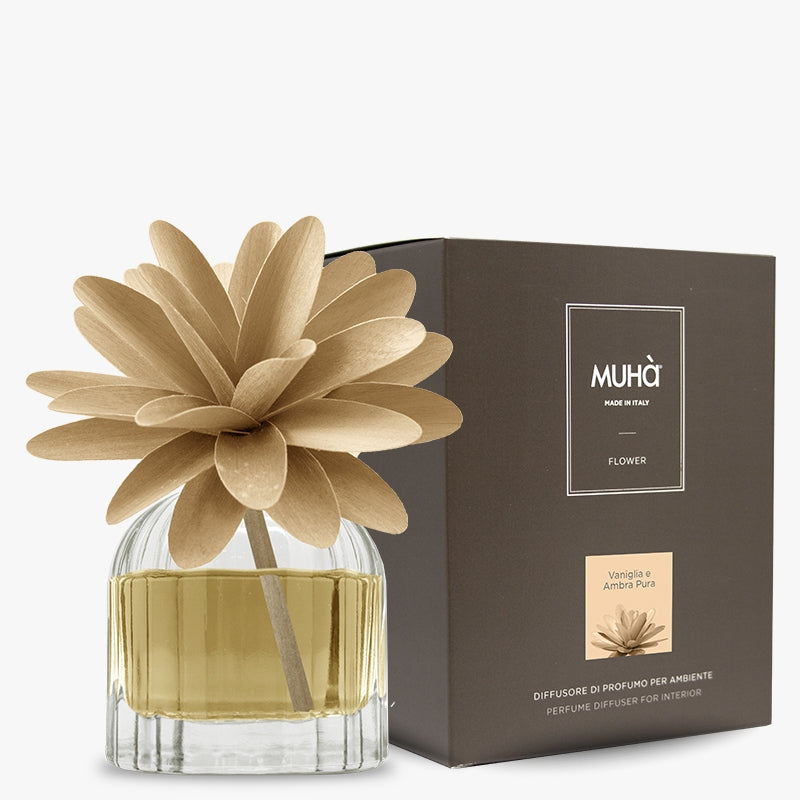 MUHA' Air Freshener Flower Diffuser 60ml Vanilla and Pure Amber