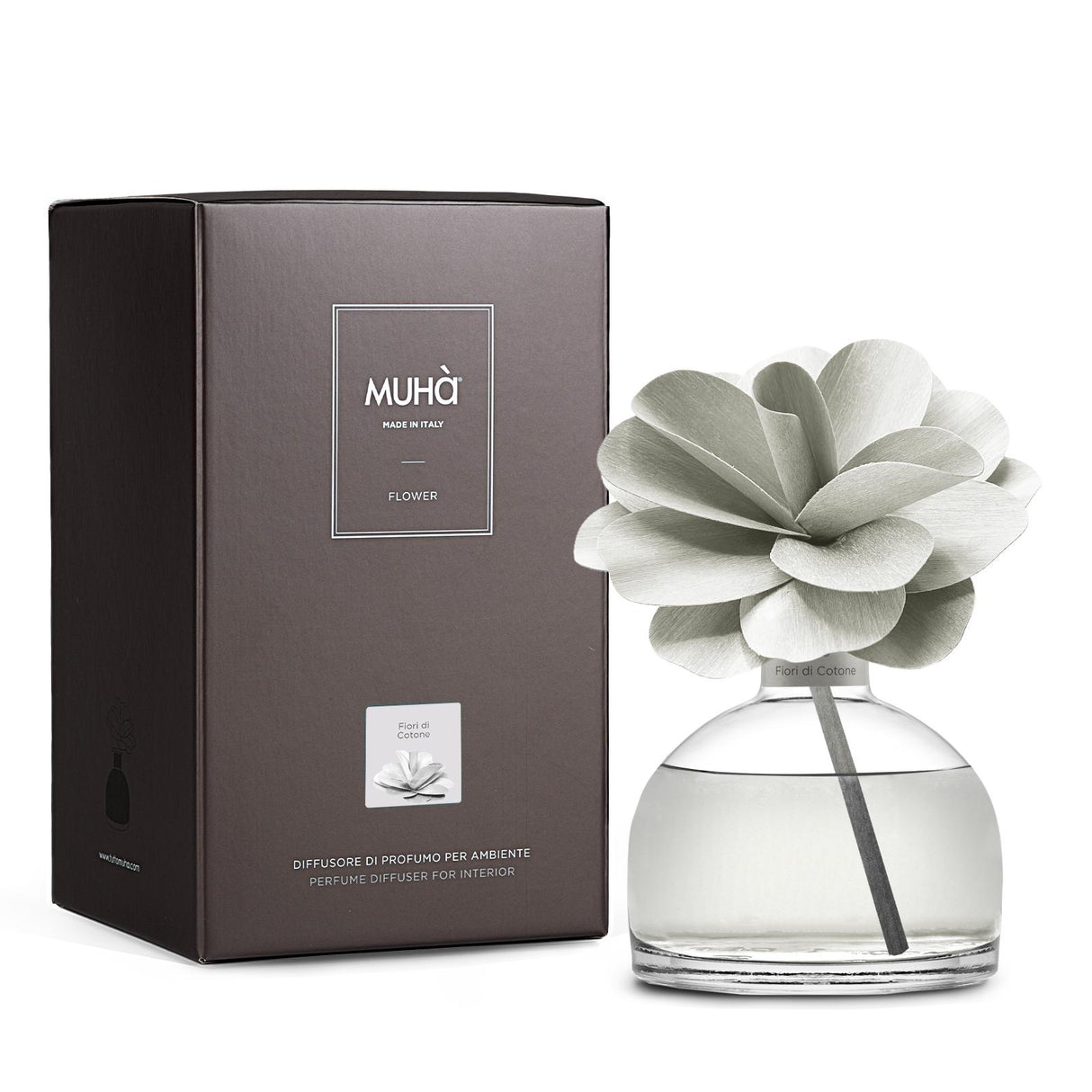 MUHA' Profumatore d'Ambiente Diffusore Flower 200ml Fiori di Cotone