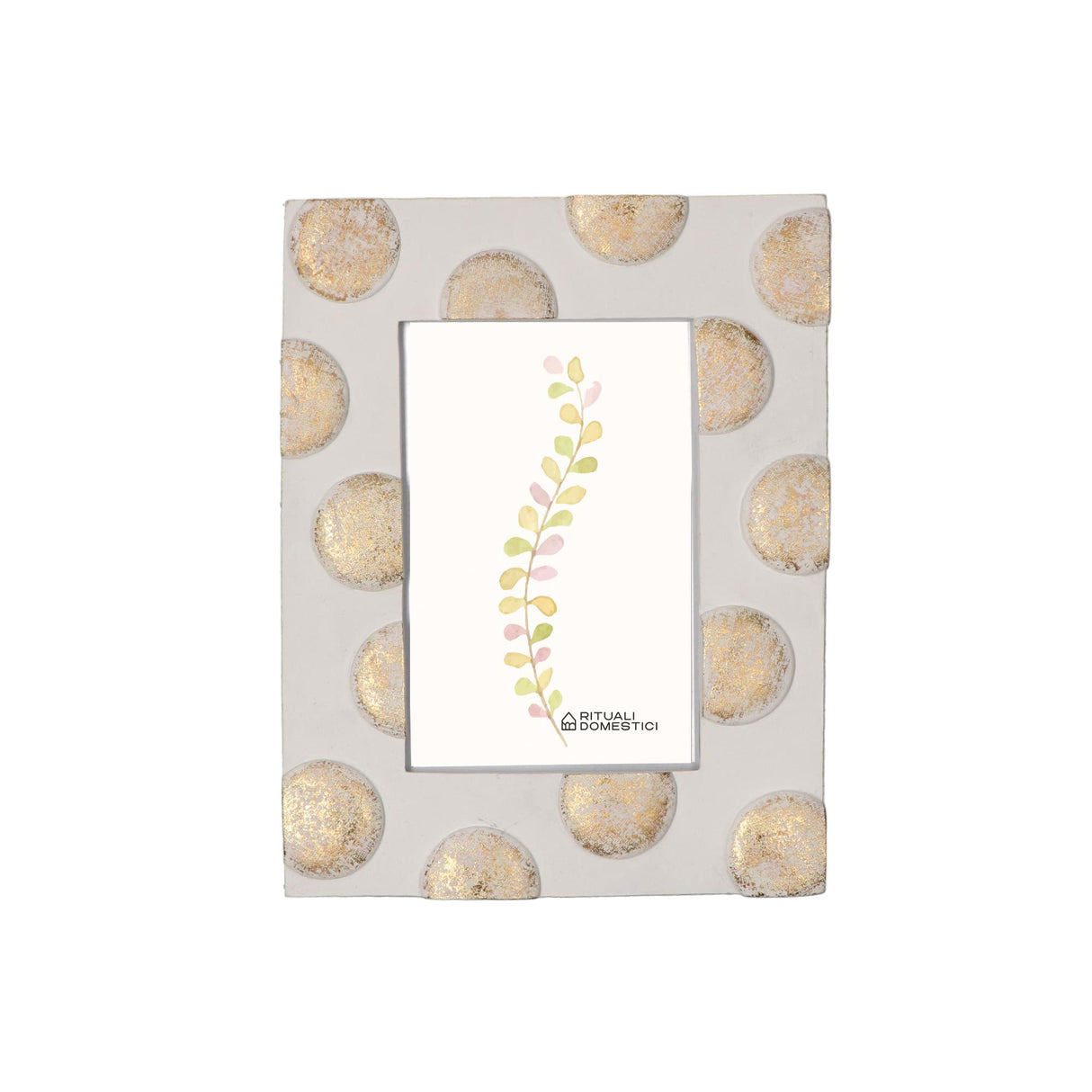 DOMESTIC RITUALS TiGuardo Photo Frame 13x18cm White Polka Dots Gold Resin