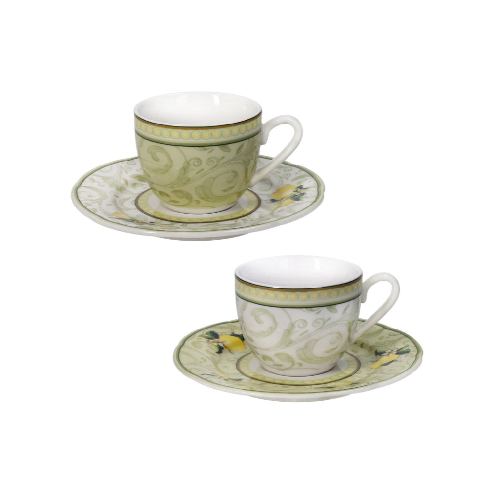 BRANDANI Espresso Coffee Cup 50ml Set 2 Pieces Lemons 250ml Porcelain