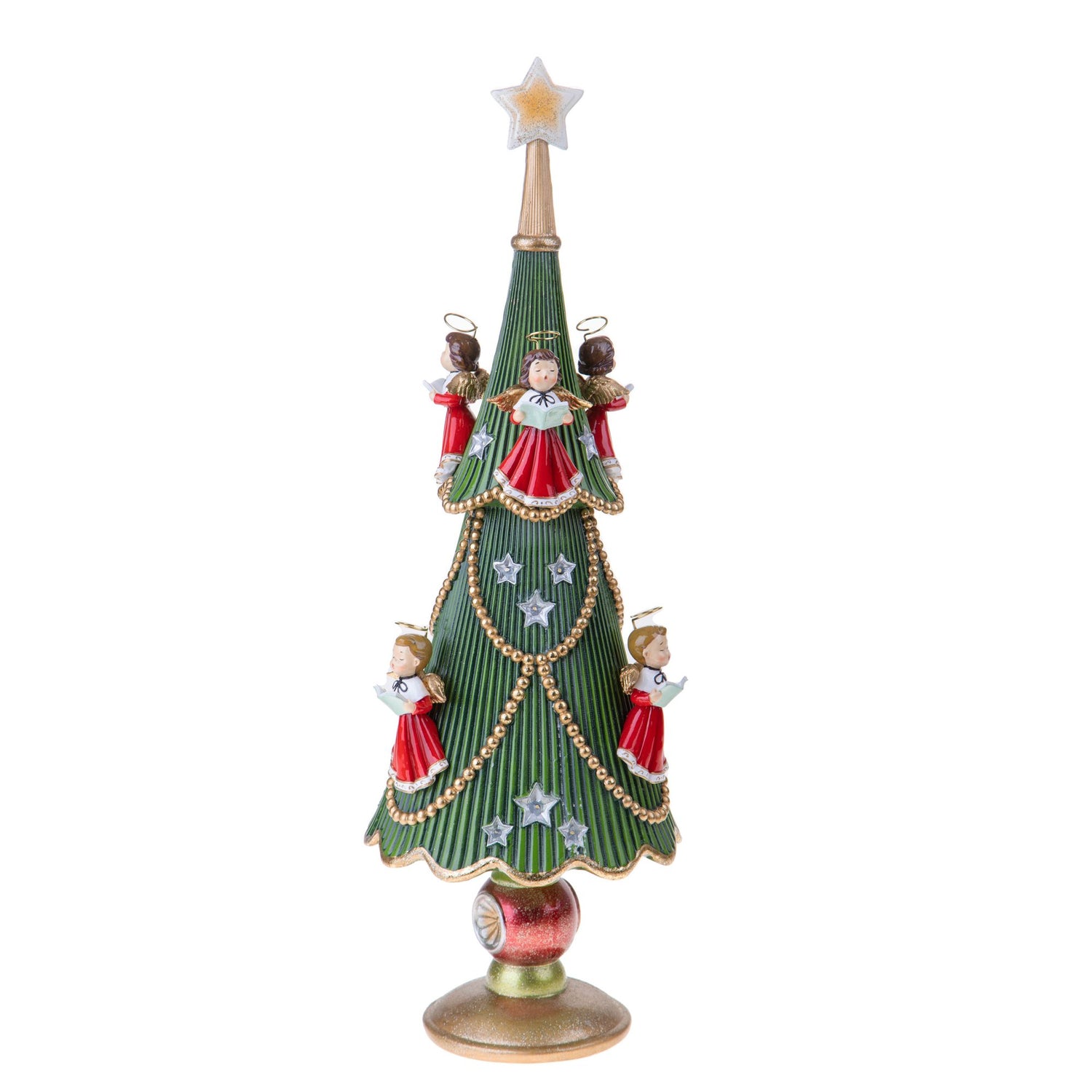 BIANCHI DINO Decorazione Natalizia Albero di Natale con Angeli e LED 60cm Resina