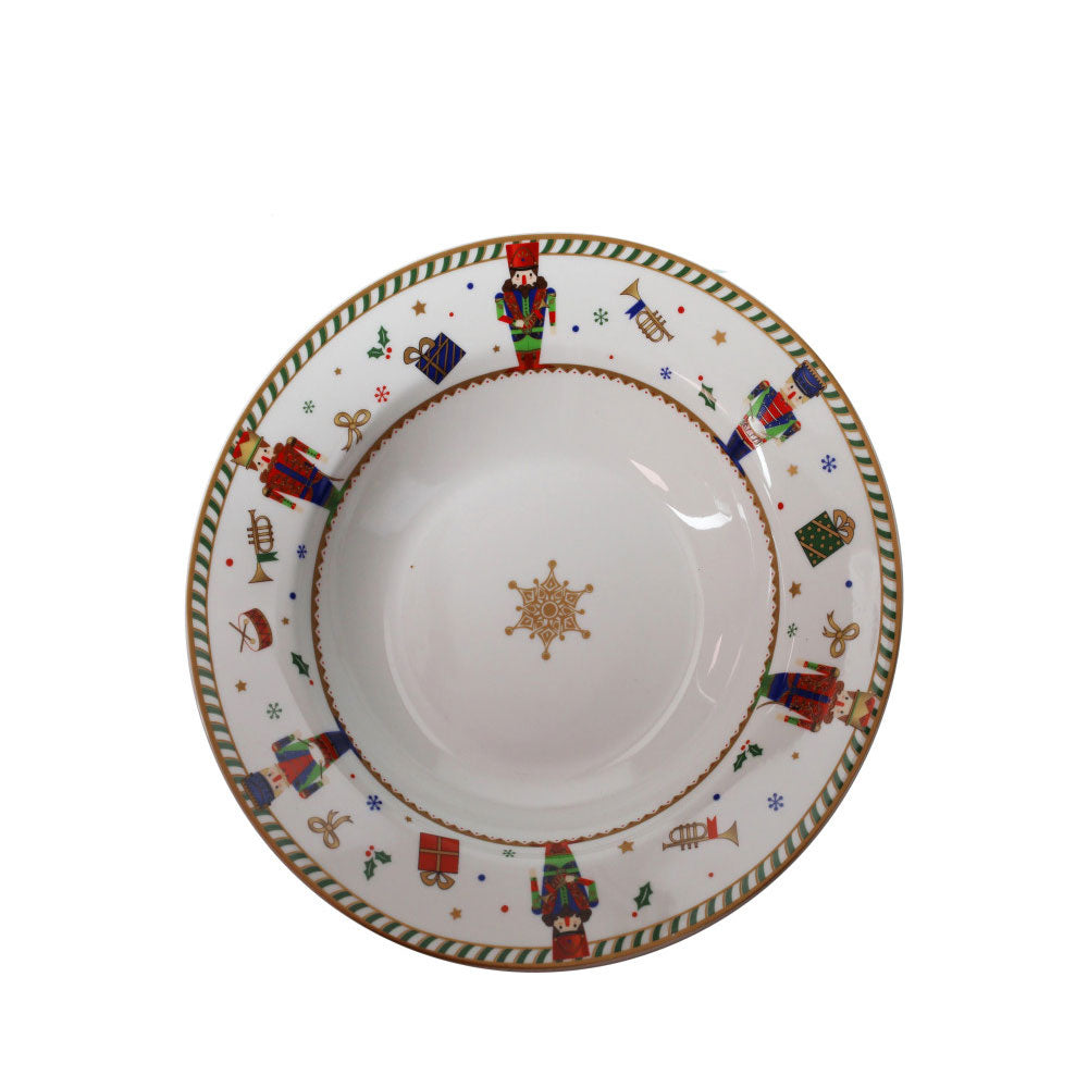 BRANDANI Lo Schiaccianoci Servizio Tavola Piatti Set 18 Pezzi Porcellana Tavola Natalizia