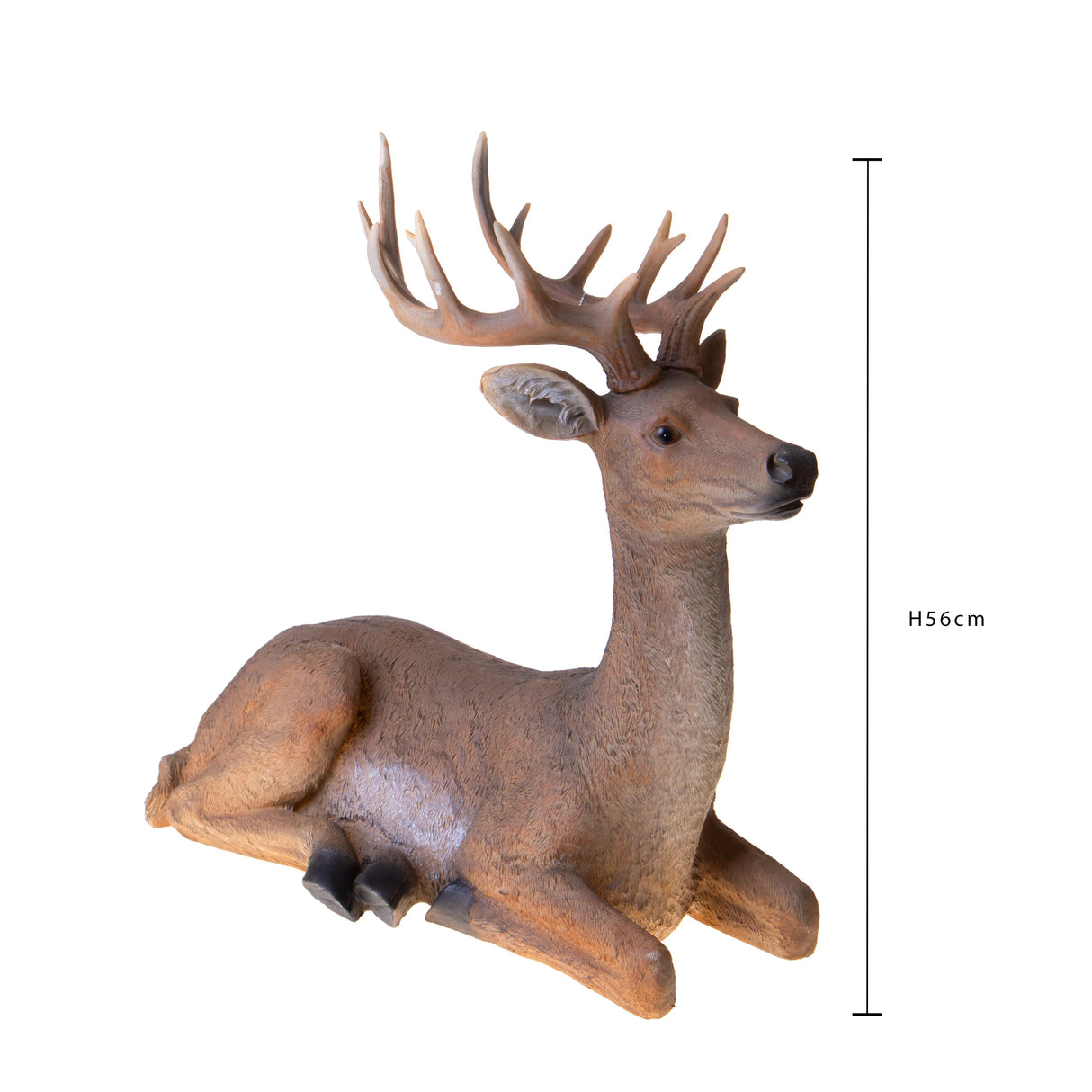 BIANCHI DINO Big Reindeer Sitting Brown Realistic 56cm Resin Christmas Decoration