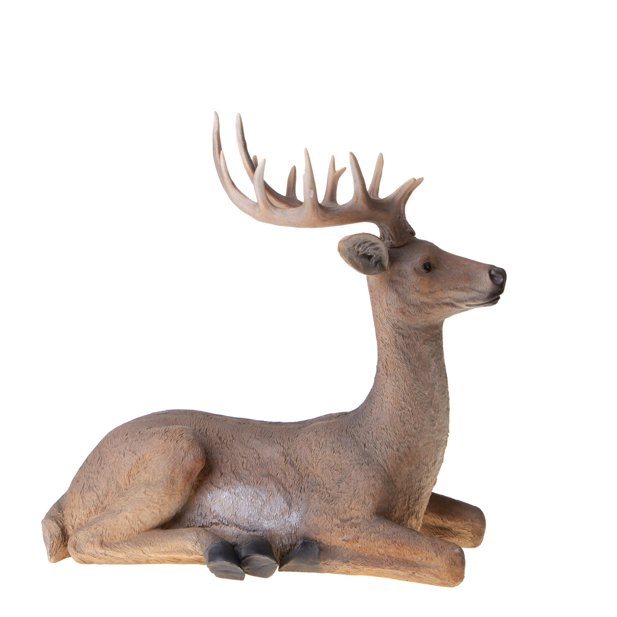 BIANCHI DINO Big Reindeer Sitting Brown Realistic 56cm Resin Christmas Decoration