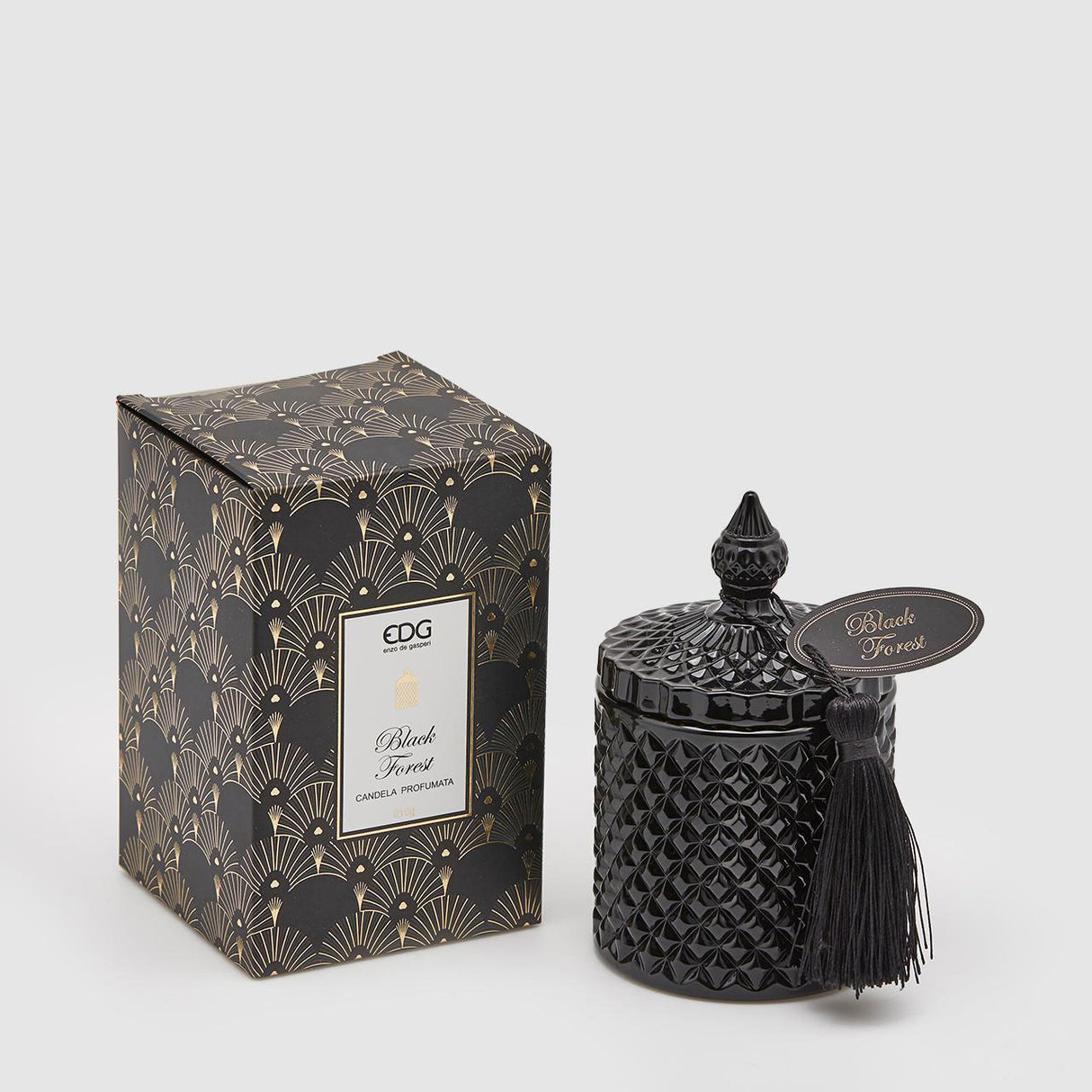 EDG Black Forest Scented Candle in Glass Jar with Tassel 8xH14cm