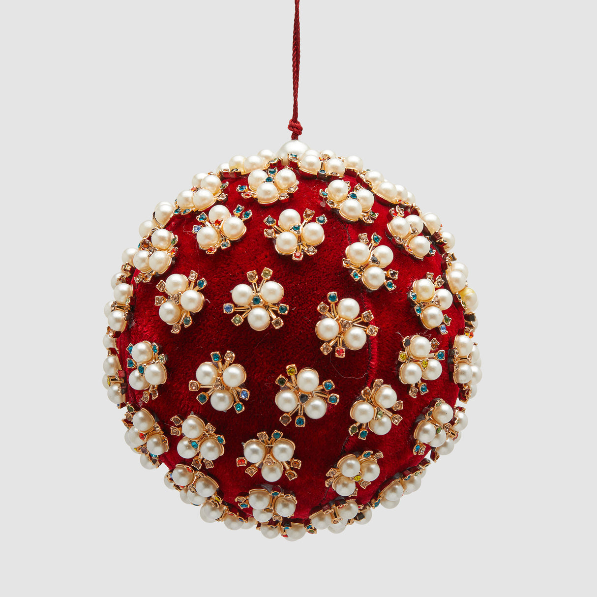 EDG Enzo De Gasperi Addobbo Pallina Sfera di Natale Elizabeth 12cm Velluto Rosso