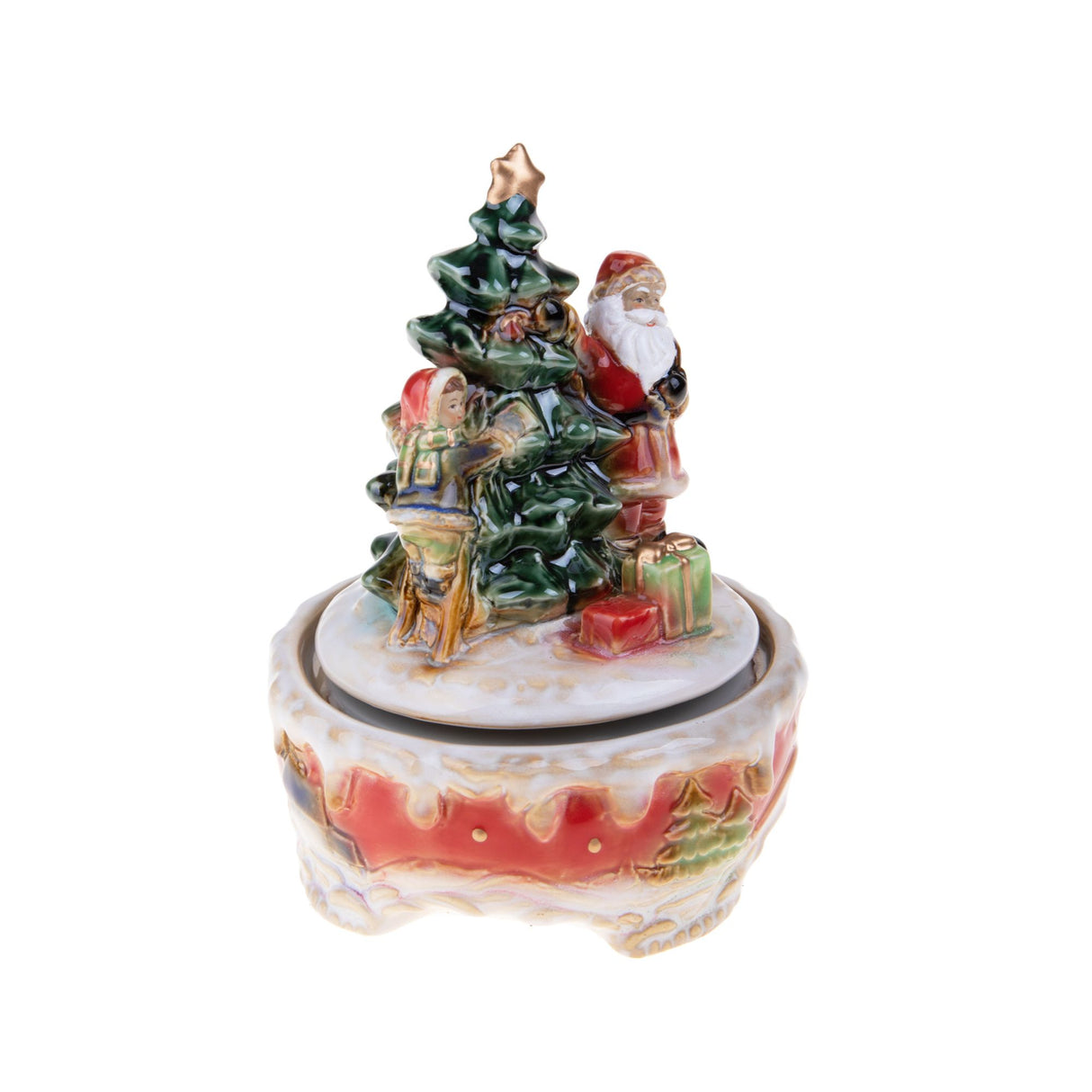 BIANCHI DINO - Santa Claus w/ Music Box Tree Christmas Decoration 20 cm Porcelain