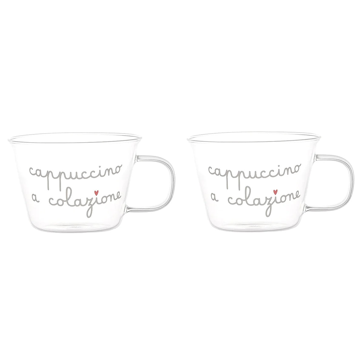 SIMPLE DAY Tazza Te o Cappuccino Set 2 Pezzi A Colazione 280ml Vetro