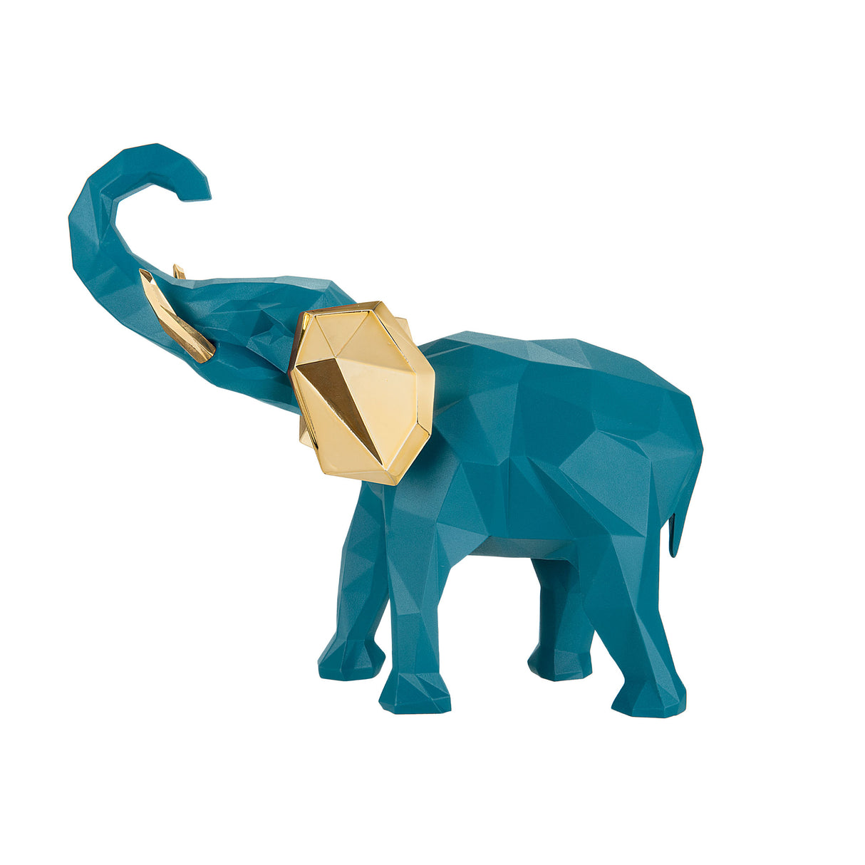BONGELLI PREZIOSI Stylized Elephant Decoration 17x14cm Marmorino Teal Green