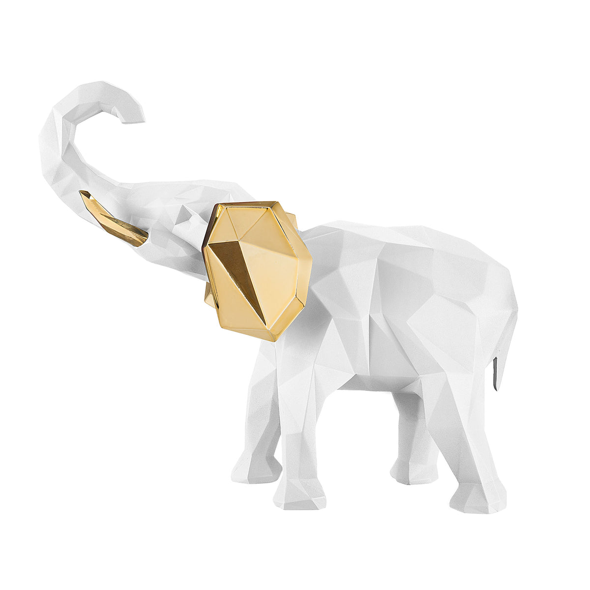 BONGELLI PREZIOSI Stylized Elephant Decoration 27x32cm White Gold Marmorino