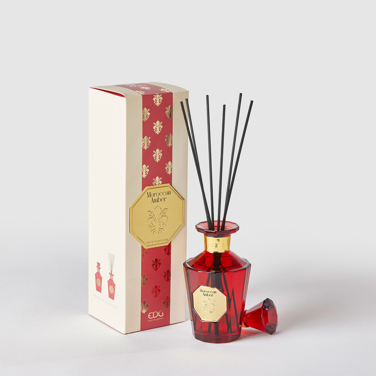 EDG Enzo De Gasperi Perfumer Diffuser with Goldlily Sticks 230ml Moroccan Red Amber