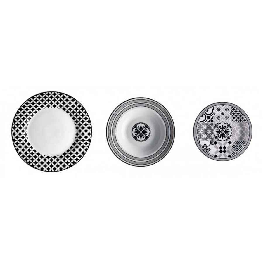 BRANDANI - Servizio Piatti 18 Pezzi Alhambra Porcellana 53209