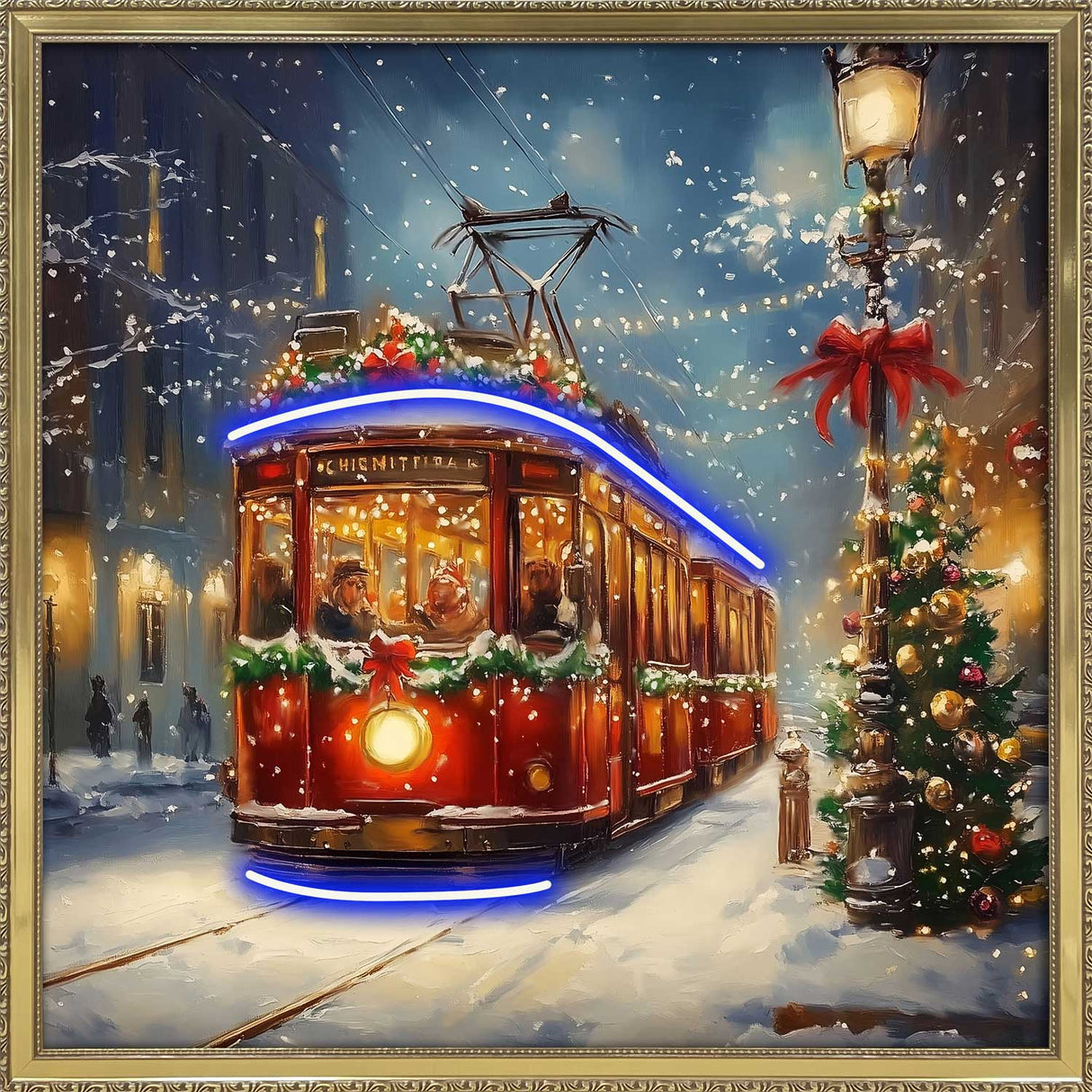 PALAIS ROYAL Quadro Stampa su Tela con LED XMAS Tram di Natale 60x60cm