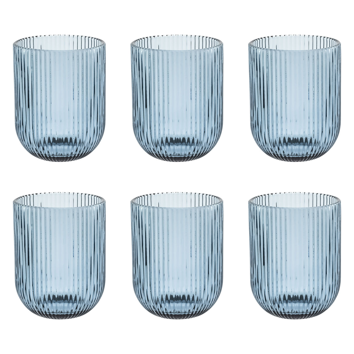 ROSE & TULIPANI Twisty Bicchiere Acqua Set 6 Pezzi 260ml Blu Vetro
