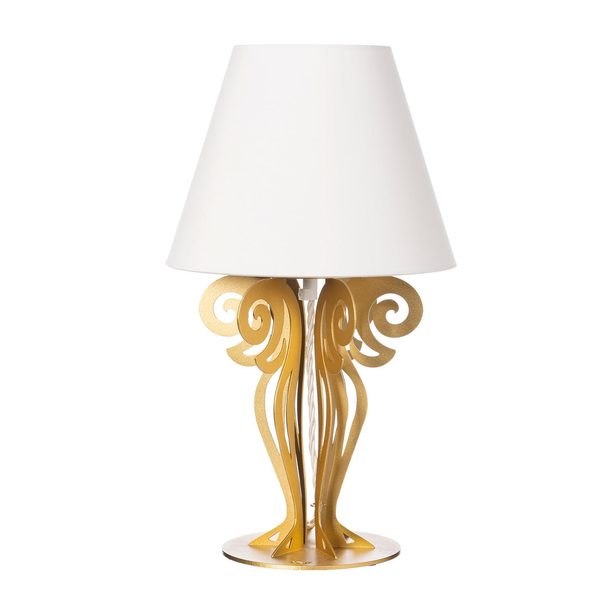 ARTI & MESTIERI Piccola Lampada da Tavolo con Paralume Circeo Oro Trasparente Paralume Avorio