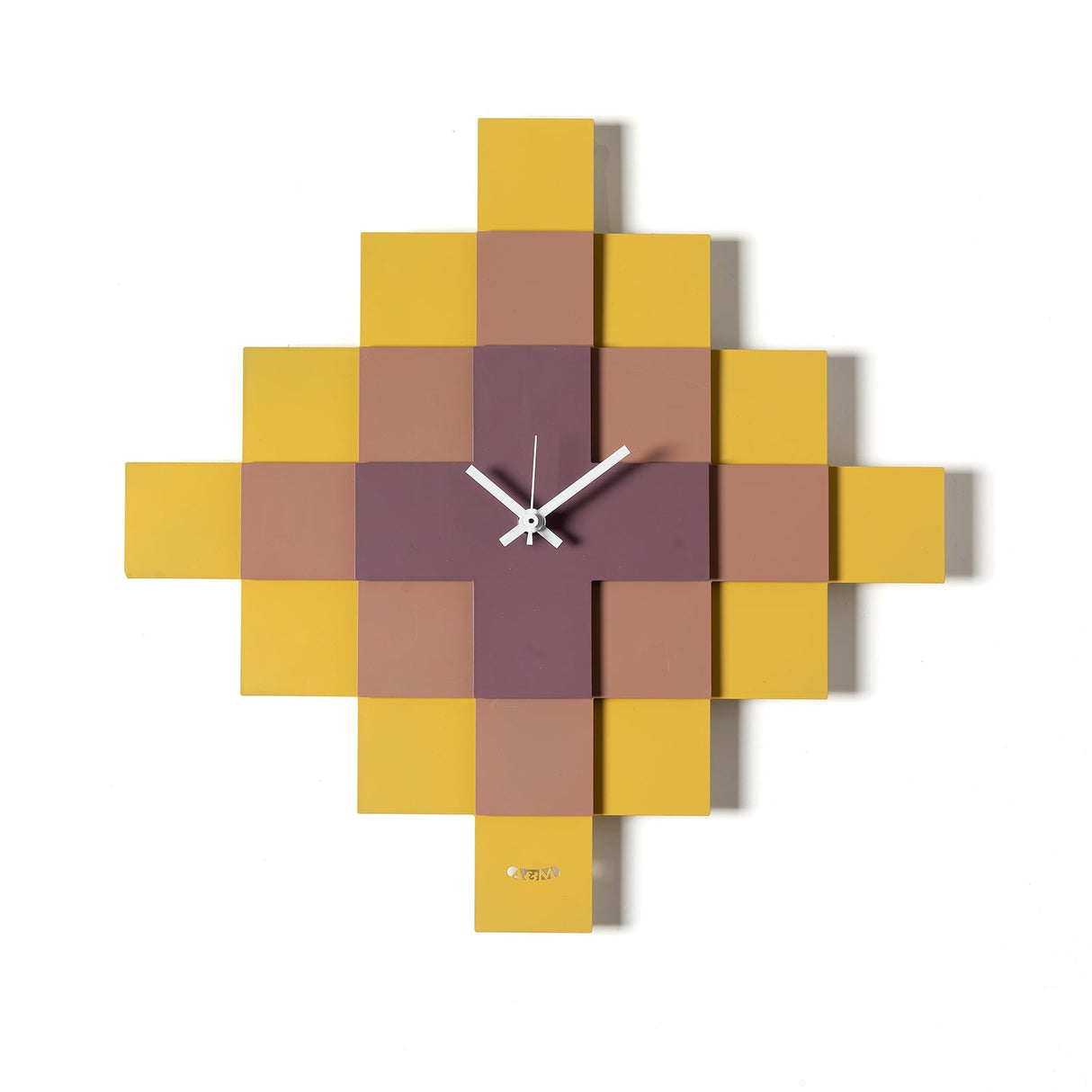 ARTI & MESTIERI Orologio di Design Geometrico Mosaico Ocra Mocha Mousse Viola Ametista 35x35cm