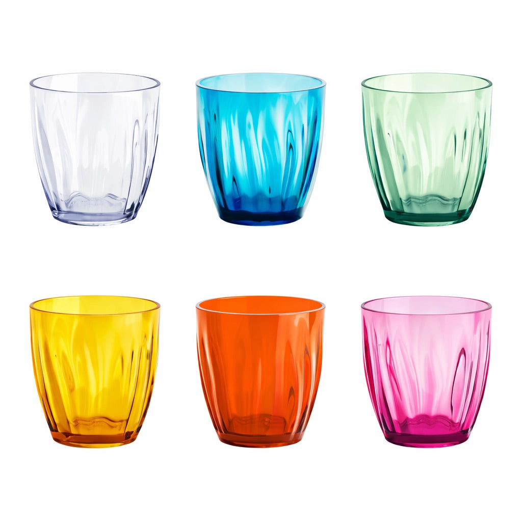 GUZZINI Aqua Set 6 Bicchieri Acqua Colorati 350ml in Plastica