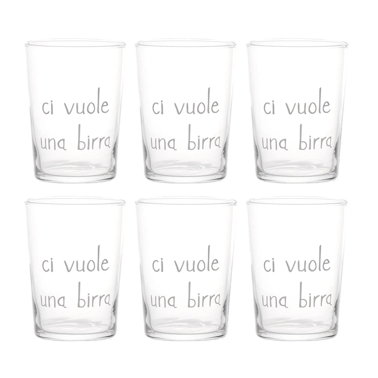 SIMPLE DAY Bicchieri Birra Ci Vuole una Birra Set 6 Pezzi 500ml Vetro