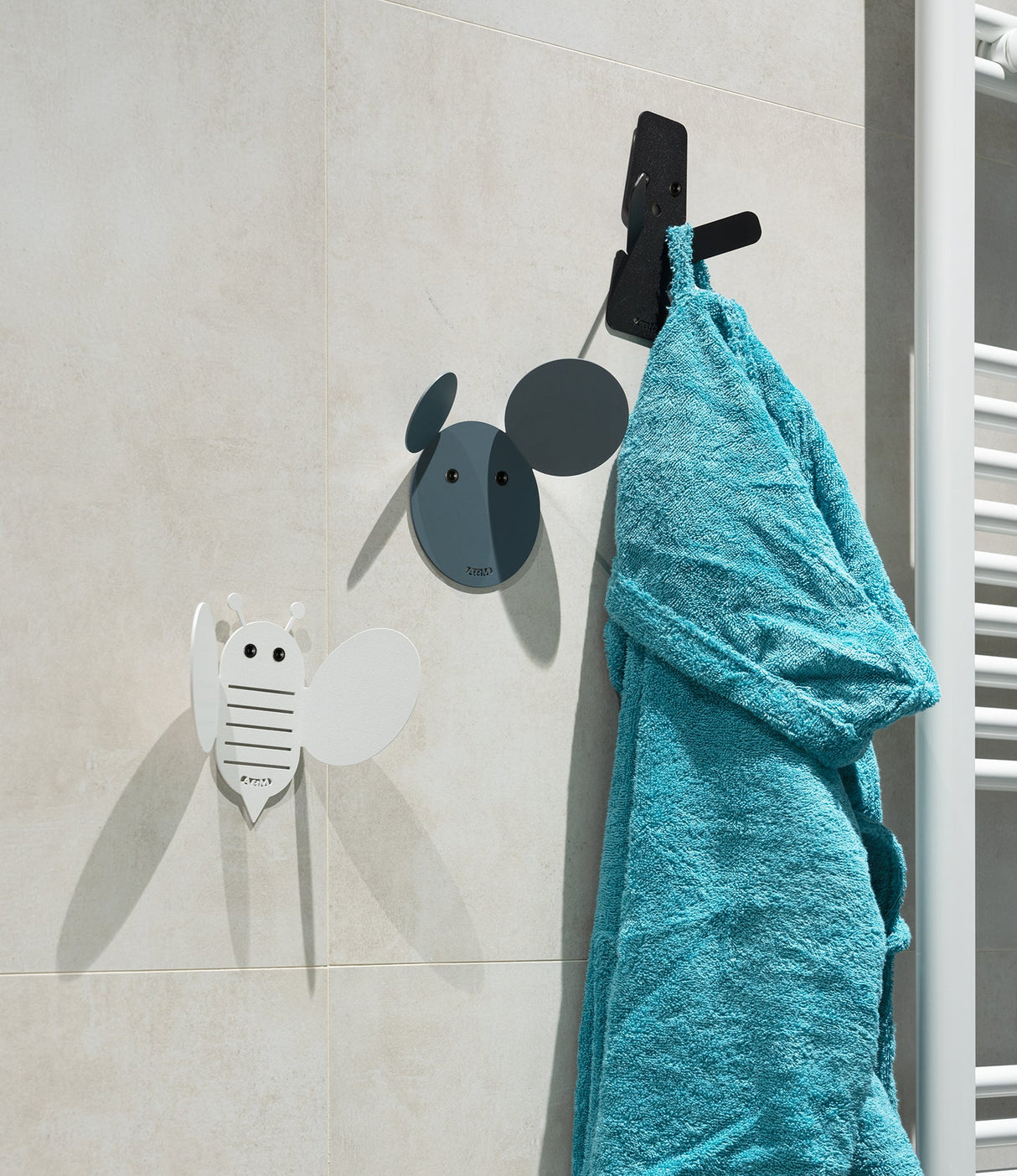 ARTI & MESTIERI Set Ganci Appendiabiti Bee 2 Pezzi 15x11,6cm Bianco Marmo