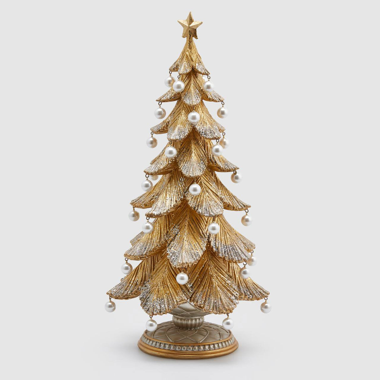 Albero di Natale EDG in resina oro con perle decorative 46x22 cm