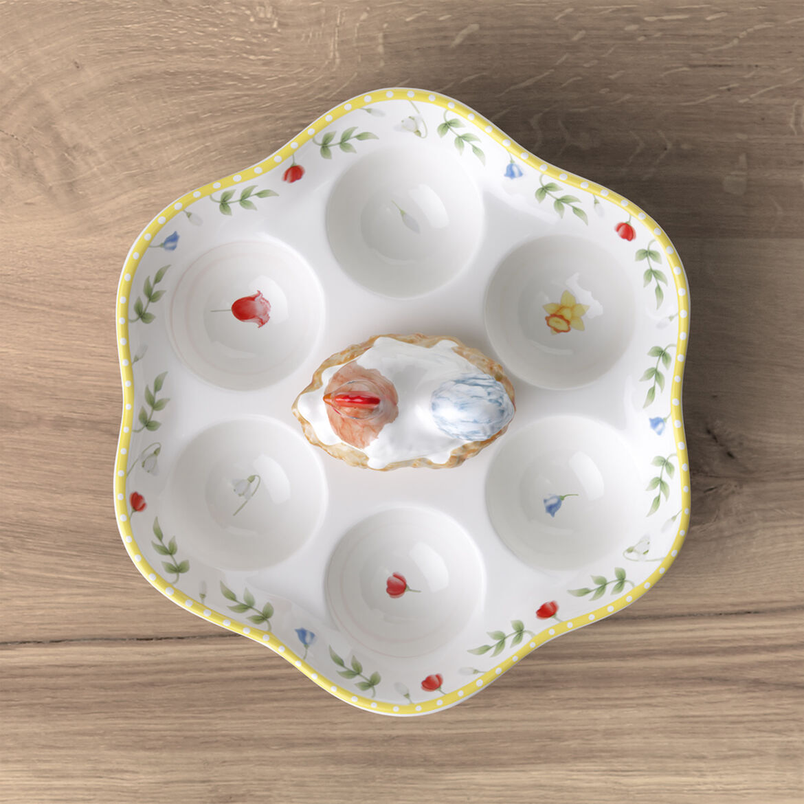 VILLEROY & BOCH Spring Awakening Piatto Porta Uova Gallo e Gallina 20cm Tavola di Pasqua