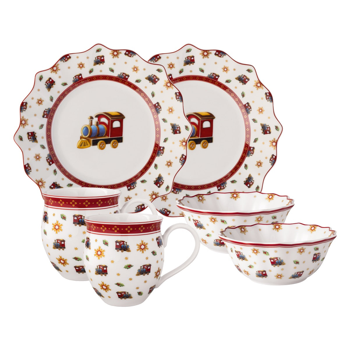 VILLEROY & BOCH Toy's Delight Set da Colazione 6 Pezzi Treno di Natale Porcellana