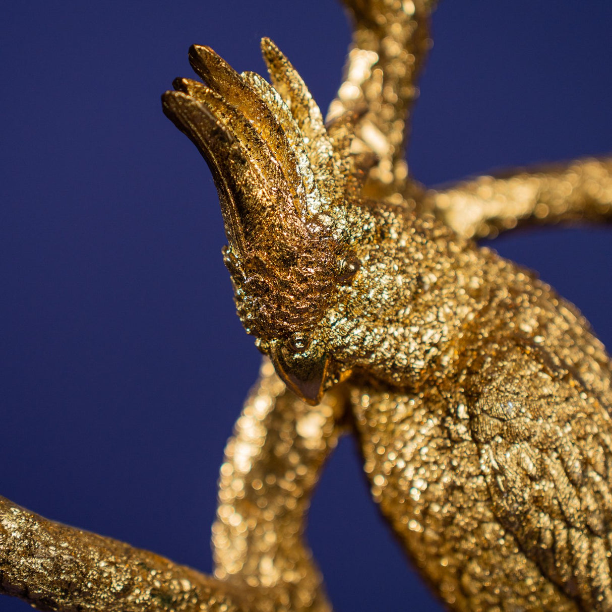 WERNS Candeliere Portacandele Pappagallo Oro 35x46cm Resina