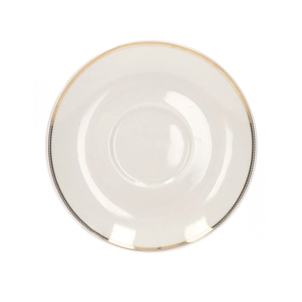 BRANDANI Punto Oro Set 2 Pieces Coffee Cup and Saucer in White Gold Porcelain