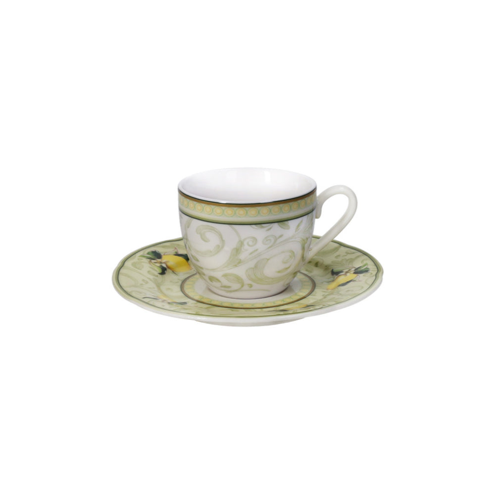 BRANDANI Espresso Coffee Cup 50ml Set 2 Pieces Lemons 250ml Porcelain
