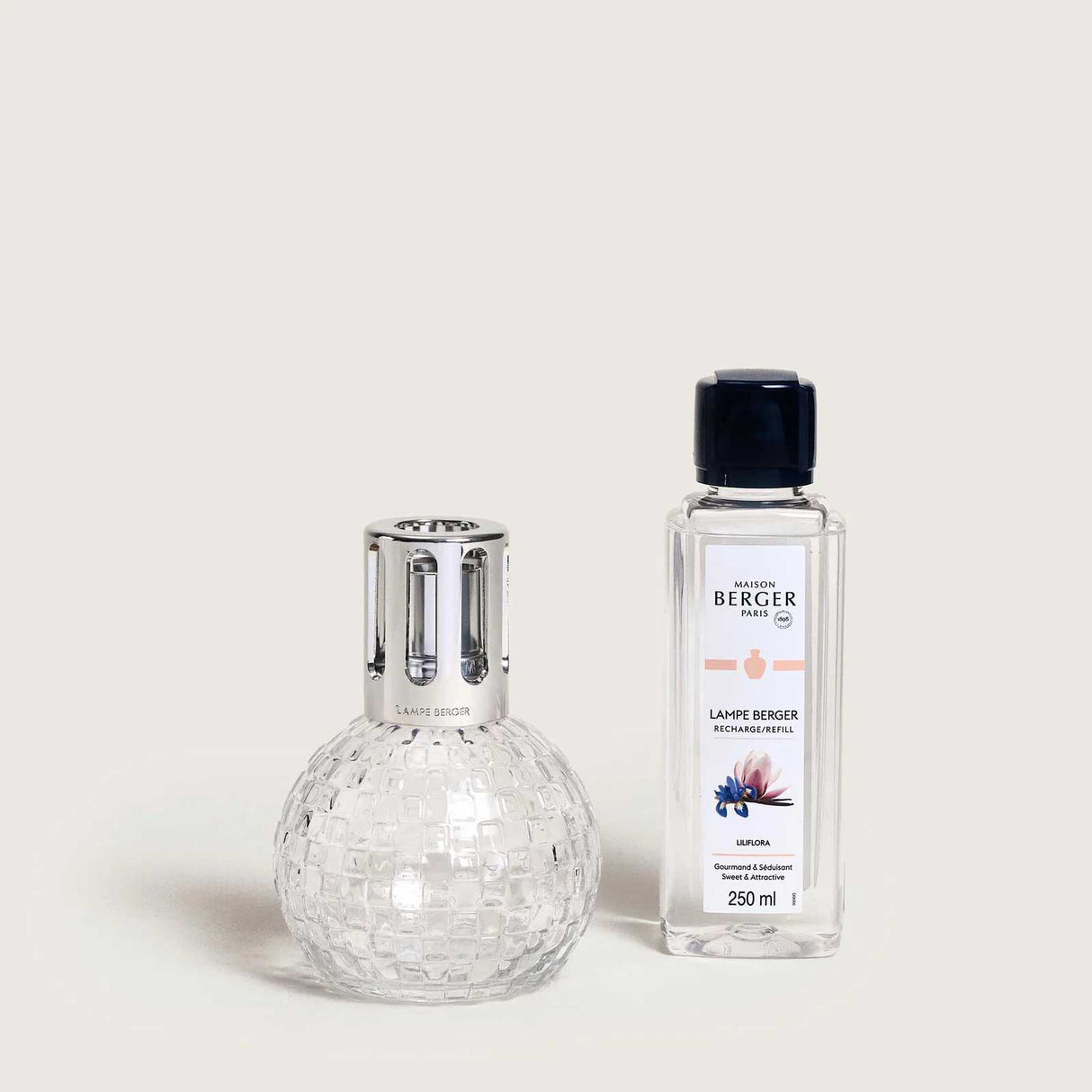 LAMPE BERGER Lampada Catalitica Cofanetto Disco Trasparent con Flacone 250ml Liliflora
