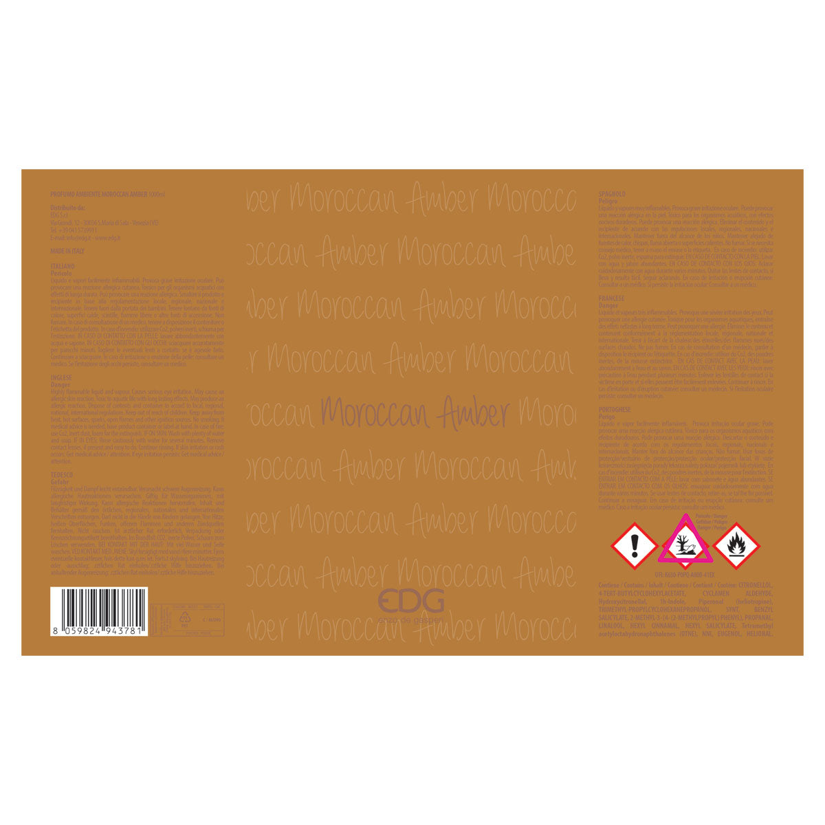 EDG Enzo De Gasperi Ricarica per Diffusore Profumatore 1 Litro Muschio Bianco