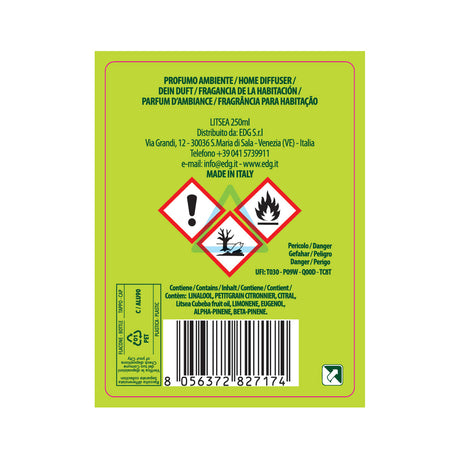 EDG Enzo De Gasperi Ricarica Refill Lux Profumatore Diffusore 250ml Litsea