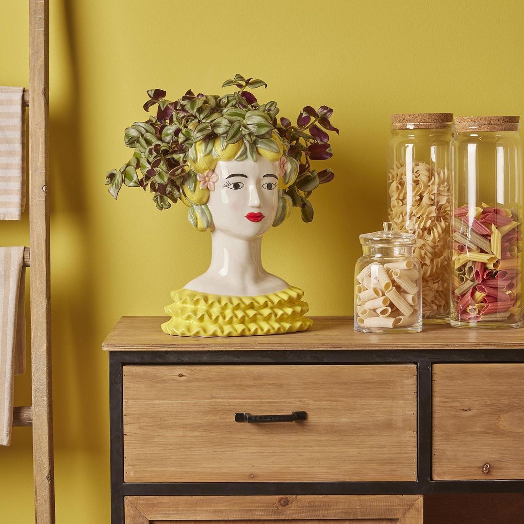 EDG Enzo De Gasperi Vaso Testa Limoni Frutta 34cm Ceramica